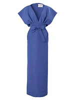 Silk V-Neck Column Gown