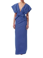 Silk V-Neck Column Gown