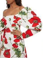 Poppies Cotton-Blend Draped Off-the-Shoulder Minidress