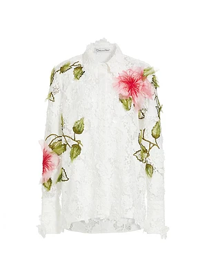 Hibiscus Floral Guipure Blouse