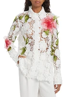 Hibiscus Floral Guipure Blouse