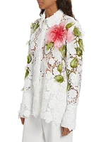 Hibiscus Floral Guipure Blouse