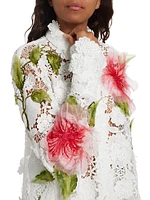 Hibiscus Floral Guipure Blouse