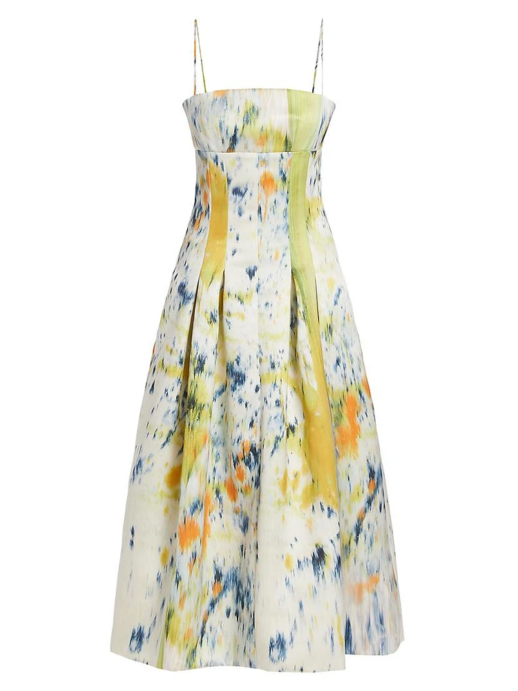 Abstract Brushstroke Satin Dress