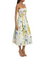 Abstract Brushstroke Satin Dress