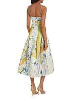 Abstract Brushstroke Satin Dress