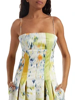 Abstract Brushstroke Satin Dress