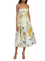 Abstract Brushstroke Satin Dress