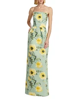 Poppies Faille Strapless Gown