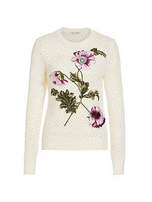 Wool Floral Crochet Sweater