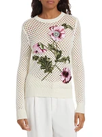 Wool Floral Crochet Sweater