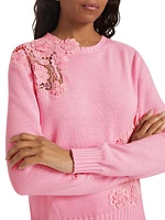 Guipure Lace Cotton Sweater