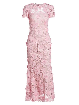 Floral & Guipure Lace Maxi Dress