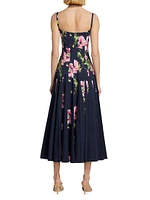 Poppies Stretch-Cotton Midi-Dress