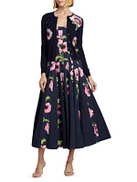 Poppies Stretch-Cotton Midi-Dress