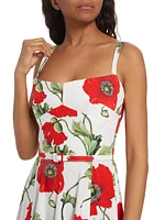 Poppies Stretch-Cotton Belted Tiered Maxi Dress