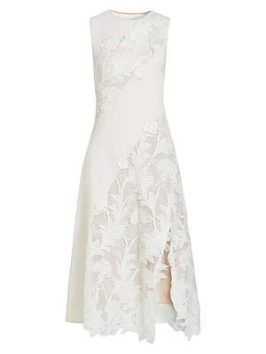 Marbled Carnation Guipure Lace Dress