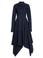 Stretch-Cotton Cut-Out Handkerchief Shirtdress