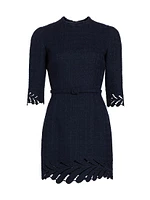 Fern Embroidered Wool-Blend Tweed Minidress