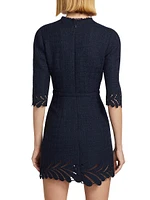 Fern Embroidered Wool-Blend Tweed Minidress