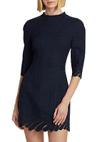 Fern Embroidered Wool-Blend Tweed Minidress