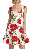 Poppies Cotton Cloqué Minidress