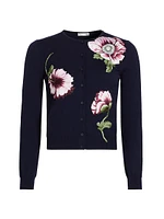 Poppies Embroidered Wool Cardigan