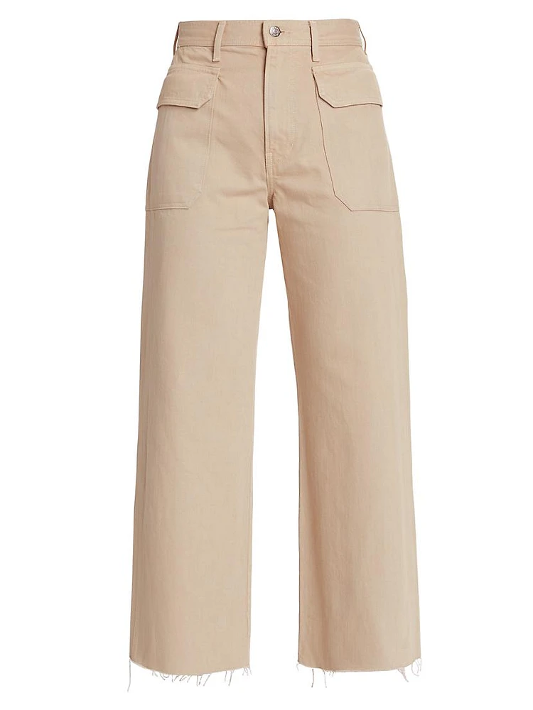 Taylor High-Rise Front-Pocket Cropped Wide-Leg Jeans