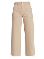 Taylor High-Rise Front-Pocket Cropped Wide-Leg Jeans