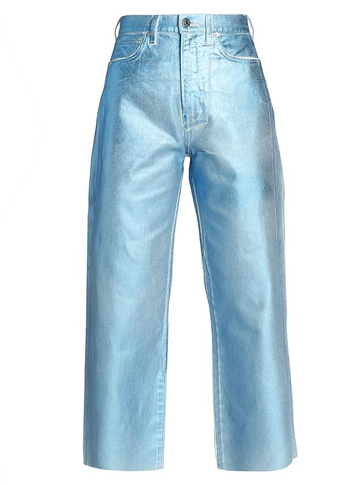 Taylor Cropped Wide-Leg Metallic Jeans