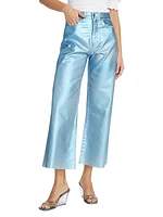 Taylor Cropped Wide-Leg Metallic Jeans