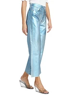 Taylor Cropped Wide-Leg Metallic Jeans