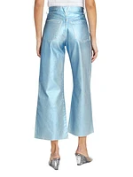 Taylor Cropped Wide-Leg Metallic Jeans