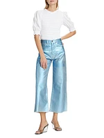 Taylor Cropped Wide-Leg Metallic Jeans