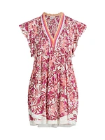 Sasha Fringe-Trimmed Floral Minidress