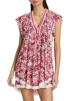 Sasha Fringe-Trimmed Floral Minidress