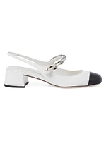 35MM Bi-Color Leather Slingback Mary Janes