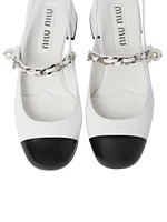 35MM Bi-Color Leather Slingback Mary Janes