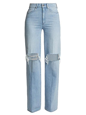 Sasha Distressed High-Rise Straight-Leg Jeans