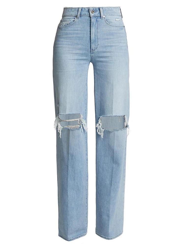 Sasha Distressed High-Rise Straight-Leg Jeans