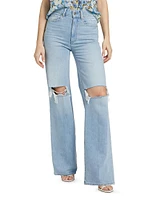 Sasha Distressed High-Rise Straight-Leg Jeans