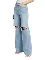 Sasha Distressed High-Rise Straight-Leg Jeans