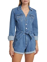 Maggy Long-Sleeve Denim Romper