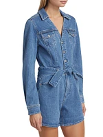 Maggy Long-Sleeve Denim Romper