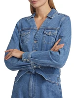 Maggy Long-Sleeve Denim Romper