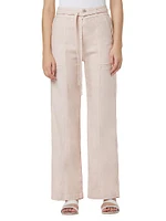 Tie-Waist Linen-Blend Trousers