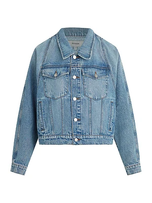 Raglan-Sleeve Boxy Denim Jacket