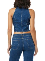 Stretch Denim Halter Vest