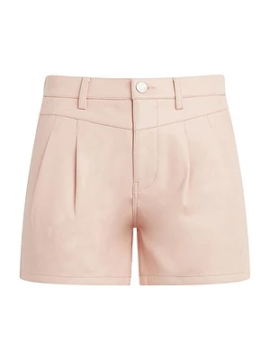 Faux-Leather Pleated Shorts