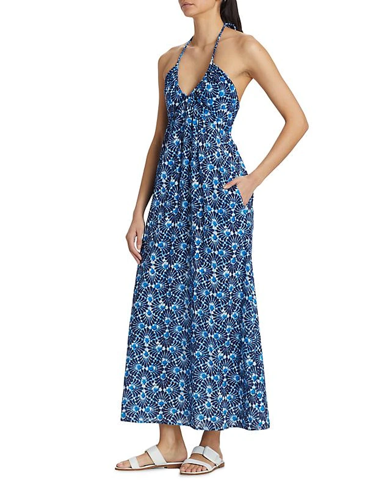 Maggie Seashells Printed Cotton Maxi Dress